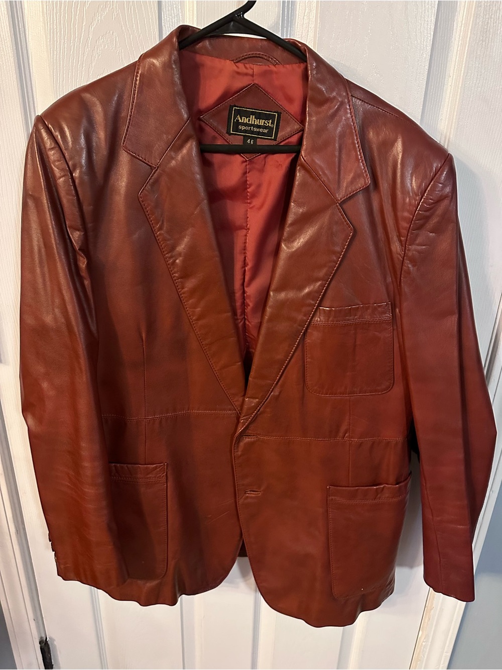 Men’s Cognac Leather Blazer sz 46